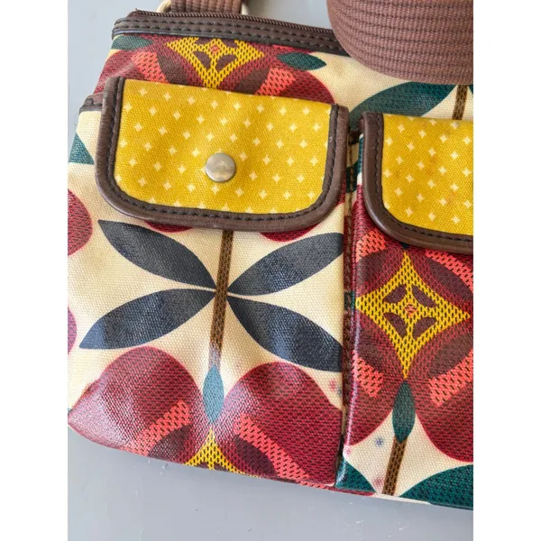 Fossil Key-Per Floral Coated‎ Canvas Crossbody Bag Red Yellow Retro Print - Image 3