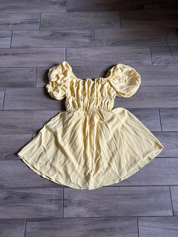 Yellow Puff Sleeve Summer Dress - Image 3