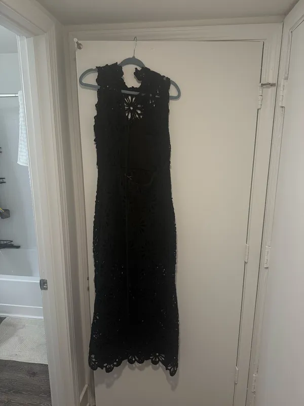 Aqua Black Crochet Lace Maxi Dress - Image 3