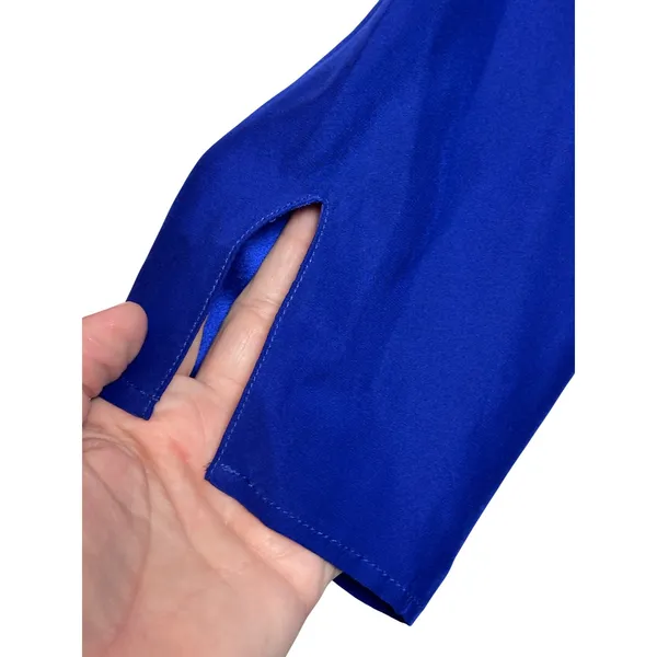 Amanda Uprichard Royal Blue Silk‎ Shift Dress Midi 3/4 Sleeve Sz L Preppy Luxury - Image 3