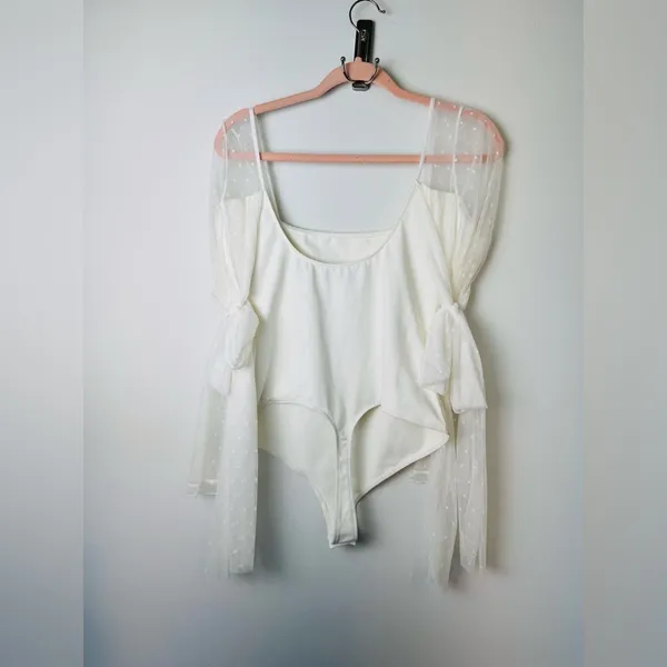 NWT Intimately Free People Tongue Tied Body Suit Sz L Ivory Neutral Boho Chic - Image 5
