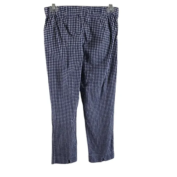 John Galt California Blue White Checkered Elastic Waist Cotton Cropped‎ Pants S - Image 2