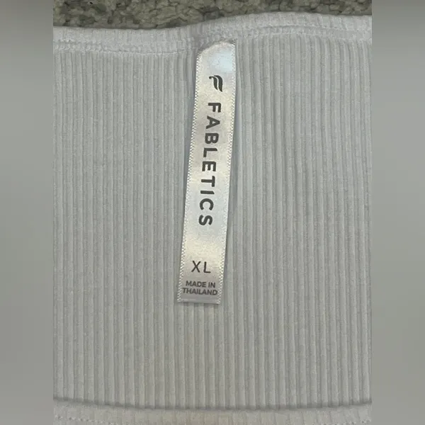 Fabletics Daily white ribbed long-sleeve square-neck crop top Size XL - Image 4