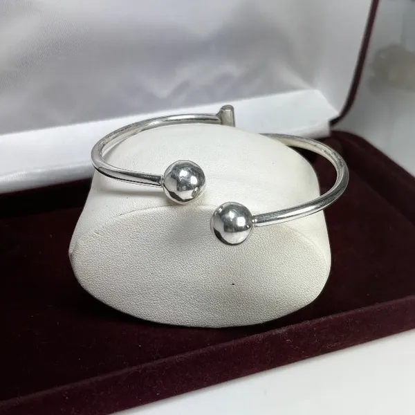 Sterling Silver Hinged Mexico Ball Bracelet - Image 2