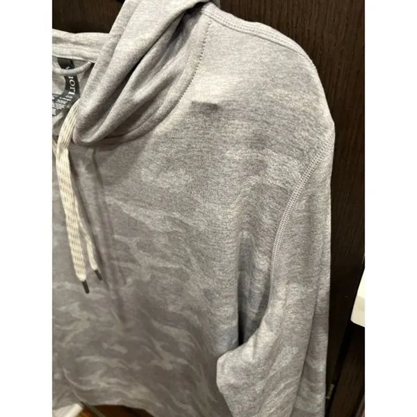 Vuori Halo Essential Dream Knit Hoodie Sweatshirt Light Gray Camo Crop XL - Image 3