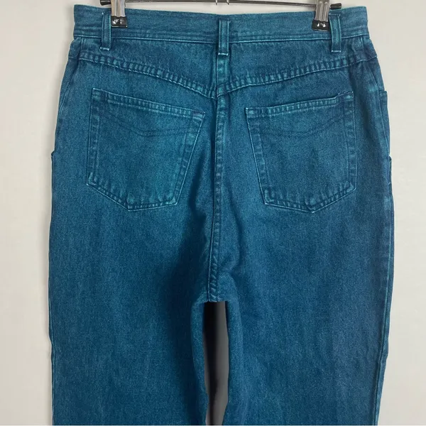Vintage Jeans Yoke Front Seams Blue Greenish‎ Women Mom Jeans Unique Retro Dyed - Image 7