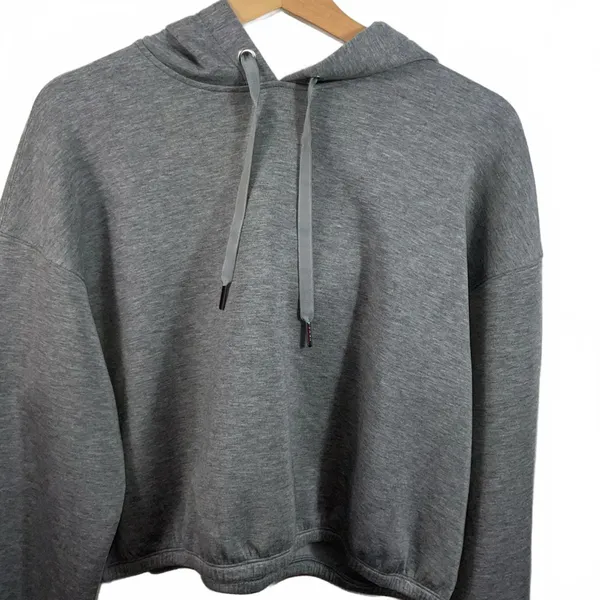 Spanx AirEssentials Cinched Crop Hoodie Sweatshirt Heather Gray Women Size Large - Image 3
