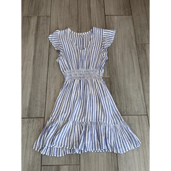 Rails Tara Boracay Stripe Mini Dress Blue White Tired Ruffle Summer Women Small - Image 5