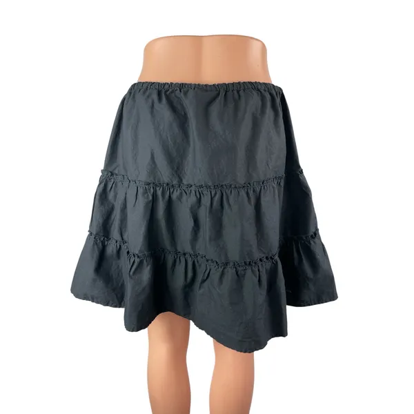 Aritzia Sunday Best Black High Waisted Tiered Ruffle A Line Mini Skirt Size L - Image 3