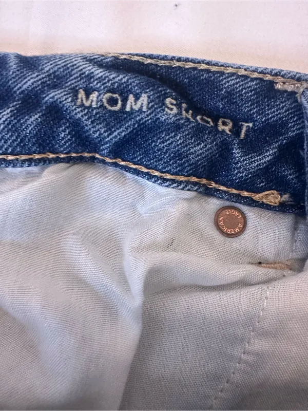 American Eagle Outfitters Distressed Blue Denim Roll-Cuff Shorts - Image 6