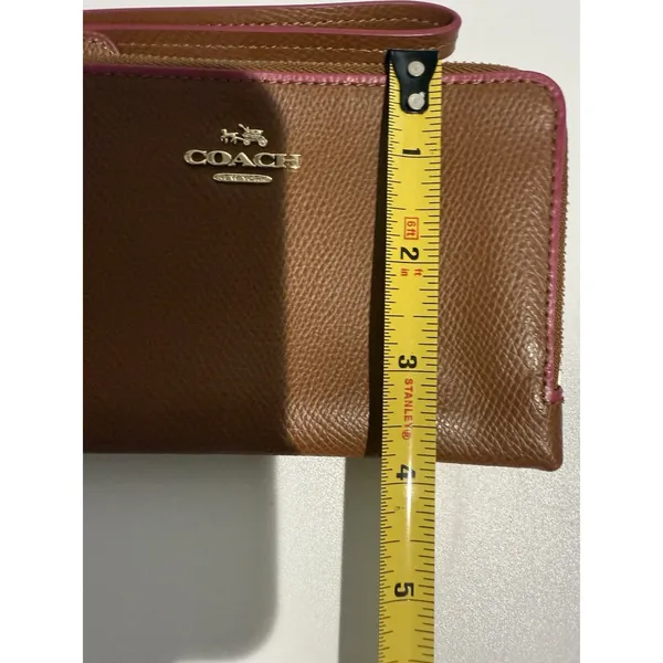 Coach‎ Brown Pebbled Leather Double Zipper Closure Wristlet - Wallet T - Image 10