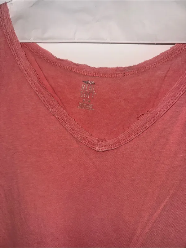Real Soft Aerie Relaxed V-Neck Short Sleeve Oversized Tee in Coral - Image 2