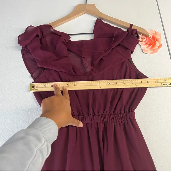 Show Me Your Mumu Flowy Ruffle Maxi Dress‎ in Merlot Chiffon NWT Size XS - Image 14
