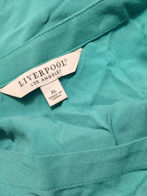 Liverpool Mermaid Teal Flutter Sleeve Dress Size XL - Image 4