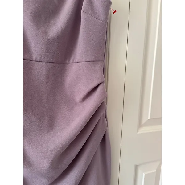 Blue Blush Purple Asymmetrical Mini Dress Women’s Medium Ruched Party Cocktail - Image 3