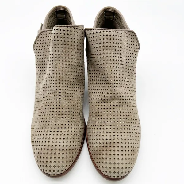 Sam Edelman Womens 9 Paula‎ Perforated Leather Buckle Ankle Boot Putty Suede - Image 4