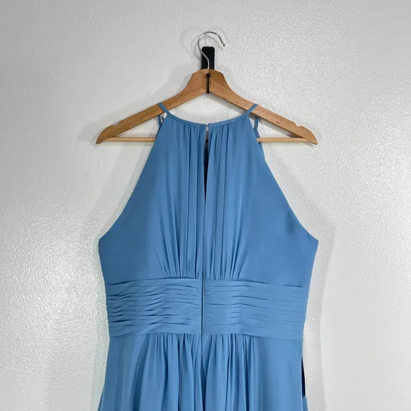 Azazie Bonnie Bridesmaid‎ Dress A16 Steel Blue Halter A-Line Floor-Length Maxi - Image 7