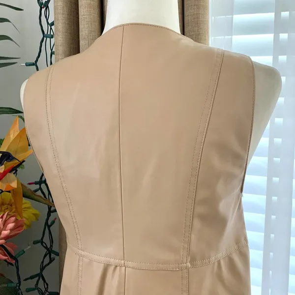 Zara FAUX LEATHER MINI PINAFORE DRESS in Beige - Image 10