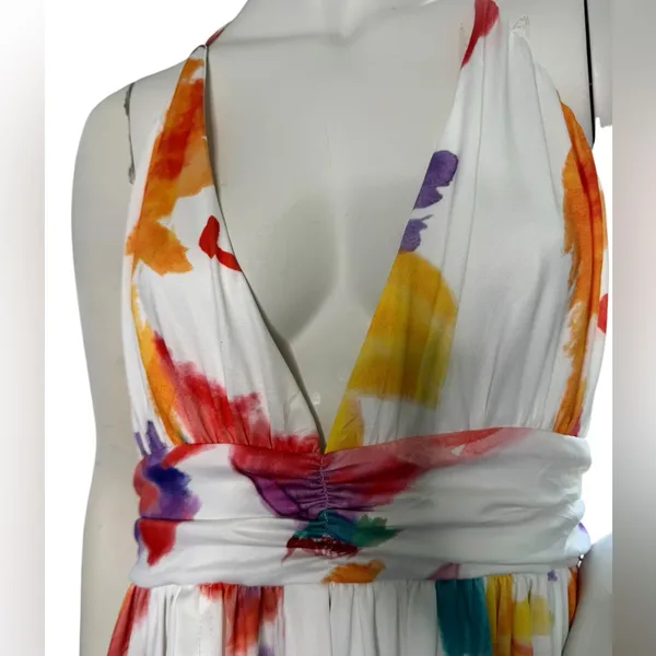 LORAGAL Floral Deep V Neck Floral Ruched Cinch Waist Maxi Dresses-Large NWT - Image 13