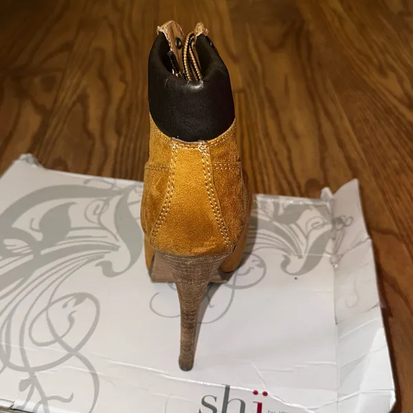 Women's Tan Suede Lace-Up Ankle Bootie - Image 2