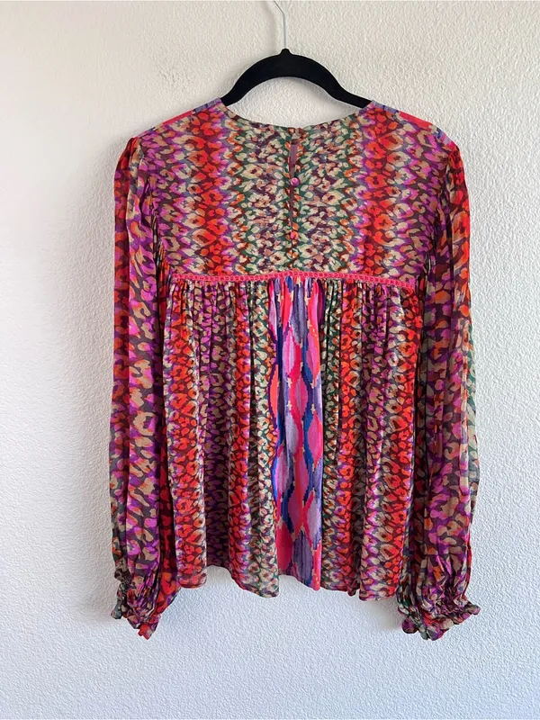 Bl-nk London Women's Miranda Peasant Blouse Peasant‎ Boho Eclectic Artsy Mixed - Image 3