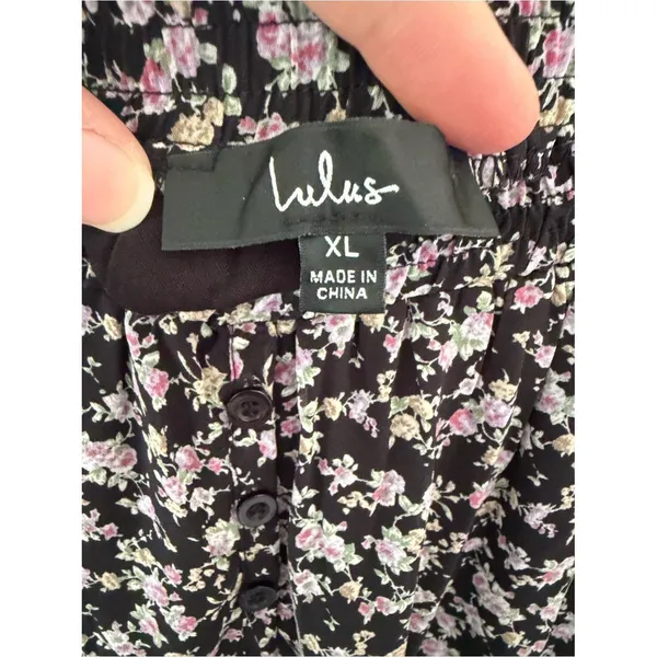 Lulu's Black & White Floral Side-Slit Maxi Skirt - Image 7