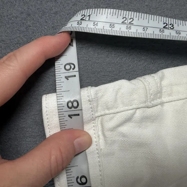 Risen Flare Jeans Womens 2XL Plus White High Rise Frayed Raw Hem Stretch Denim - Image 7