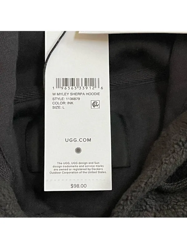 UGG Women's Myley Sherpa Hoodie color Gray Sz Large - Image 11