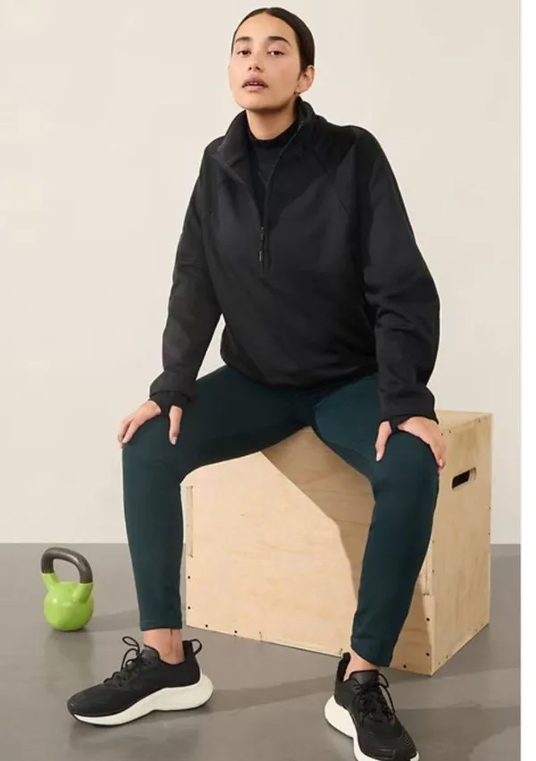 Athleta L Altitude Half Zip Sweatshirt Womens Large Black Fleece Lined - Image 7