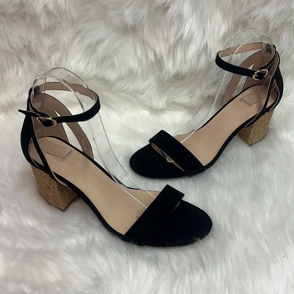 Anne Taylor Black and Cork Chunky heeled sandals‎ Size 7.5 BIN 16 - Image 3