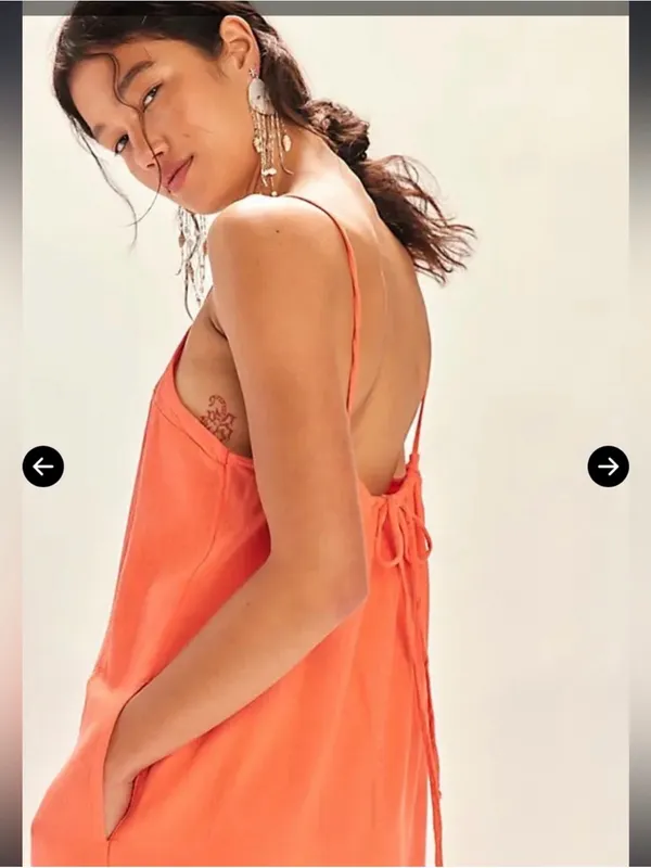 Free People Free-est Aspen Linen Midi Dress - small, fresh coral - Image 3