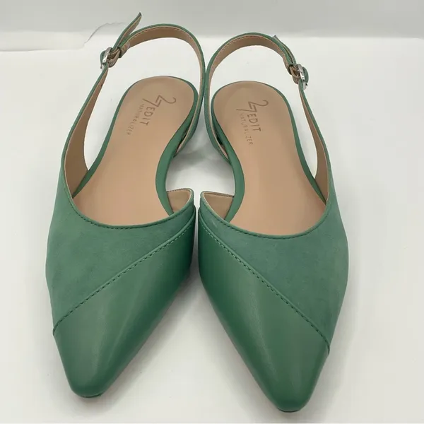 Naturalizer Makenna green leather suede pointed toe slingback flats women Size 5 - Image 9
