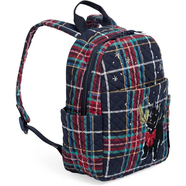 Vera Bradley Plaid Scottie Dog Backpack Size 10”x12”x5” Blue/Red - Image 3