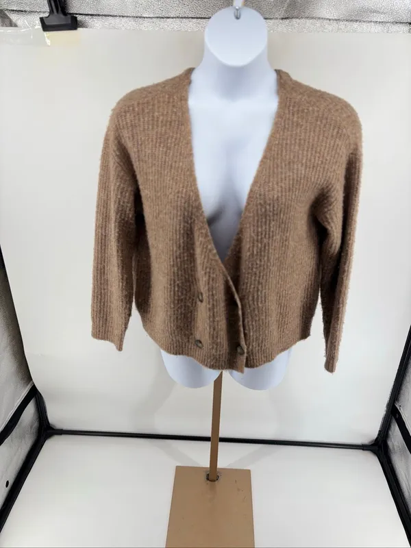 L’Agence Jamison Double-Breasted Cardigan Womens Size S Tan Cropped - Image 9