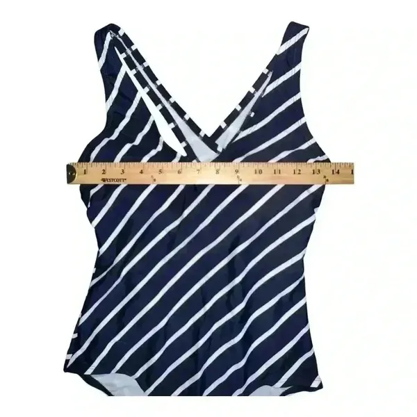 Kona Sol One Piece Blue Striped Swimsuit, Medium‎ - Image 5