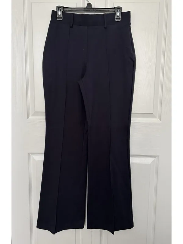 Quince Ultra Stretch Ponte Flare Leg Pants Pull On Navy Blue Womens Size M - Image 10