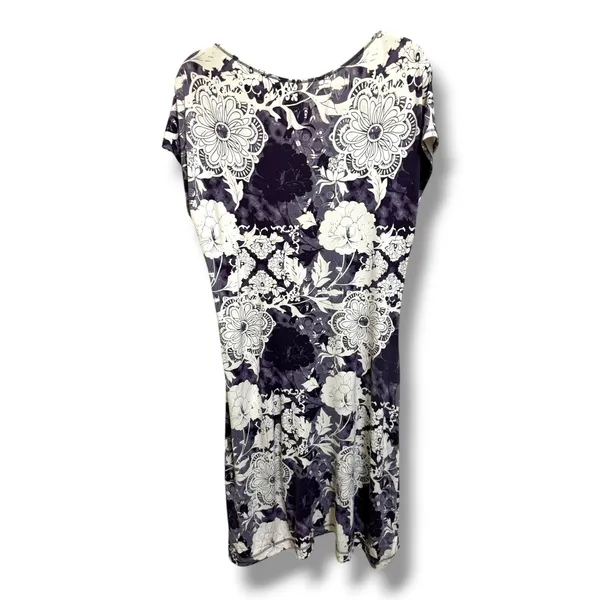 Title‎ Nine Womens Purple Floral Cowl Neck Supplex Nylon Stretch Dress Large - Image 3