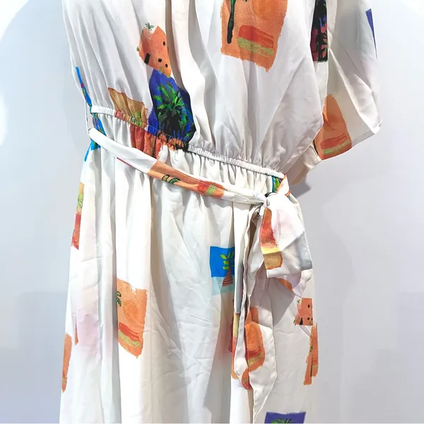 New Entro One-shoulder Maxi Dress Sz L Elastic Waist Loose - Image 3