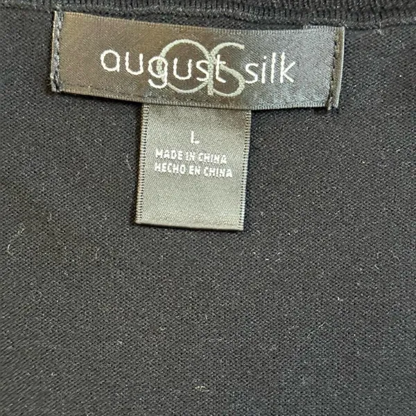 August Silk Solid Black Sleeveless Knit Top Size Large Minimalist Office Casual - Image 3