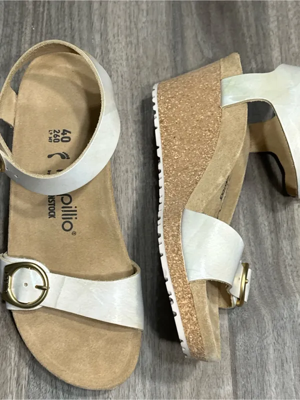 Birkenstock Papillio Cream Ankle-Strap Wedge Sandals - Image 7