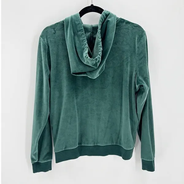 Pink Victoria’s Secret Y2K green velvet full zip hoodie size M casual athleisure - Image 2