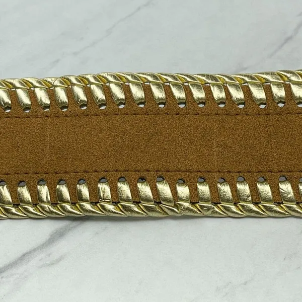 Brown Faux Suede Stretch Belt Metallic Gold Lacing Large/XL (L/XL) ✨ - Image 7