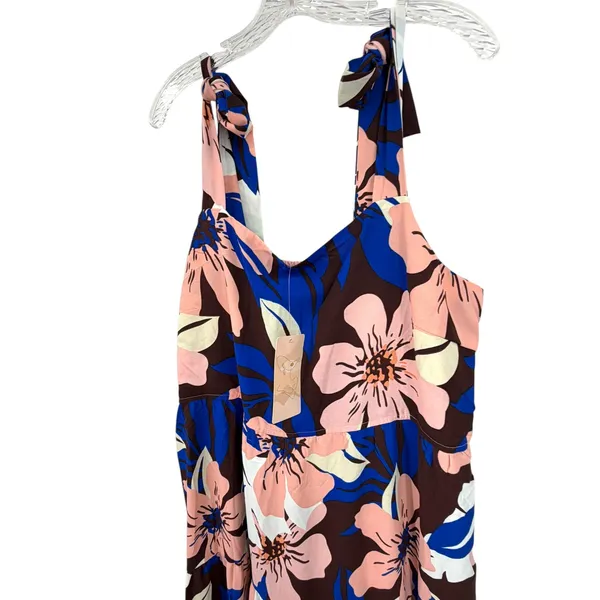NWT Fashion | XL| Midi Tired Dress Shoulder Bow Floral Floral Hawaiian Sun Dress - Image 6