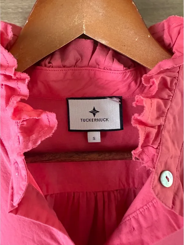 Tuckernuck Teagan Popover Blouse Shirt 100% Cotton in Pink Women’s Small - Image 8
