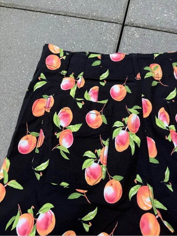 Anthropologie Maeve Colette Peach Print Wide Leg Pants Black 32 - Image 6