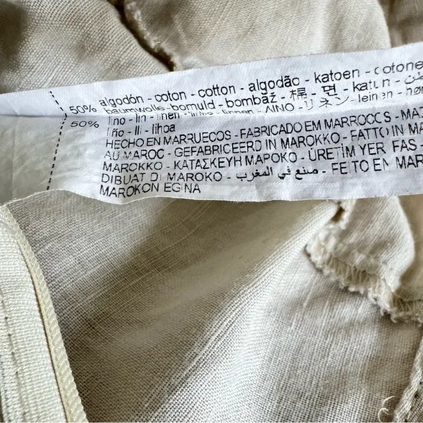 Zara‎ Women Linen Blend Beige Cropped Ruffle Cottagecore Boho Peasant Top Size S - Image 7