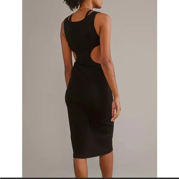 Anthropologie T.La Sleeveless Double Tank Layer Ribbed‎ Cut Out Midi Dress S NEW - Image 3