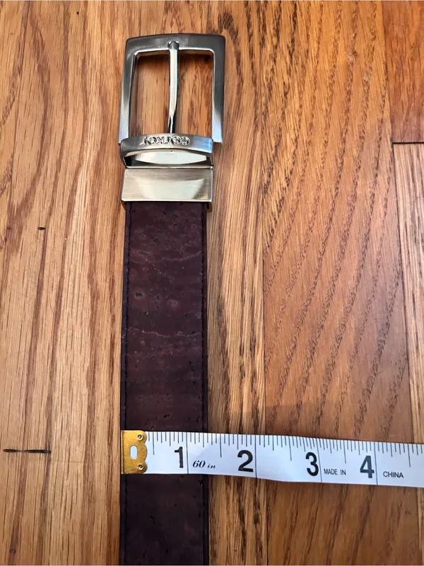 Women's brown Cork Belt with Silver Buckle - Image 3