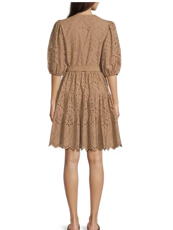 Gibson & Latimer Eyelet Puff Sleeve Belted Dress Size XL - Image 2