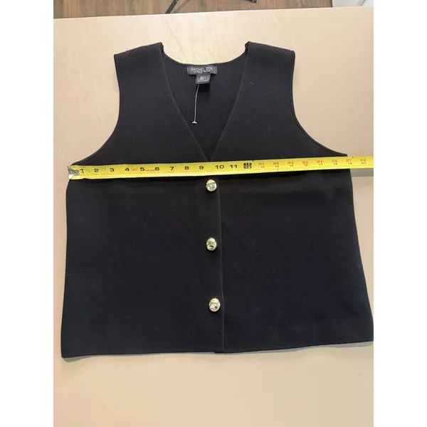 Rachel Zoe Women's Black Vest with Gold Buttons Large Thick Fabric Sleeveless L - Image 5